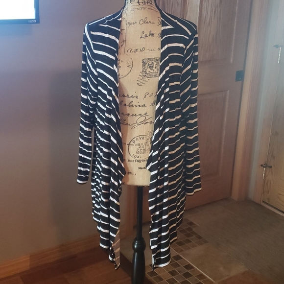 Woman Within Sweaters - Black/white Cardigan